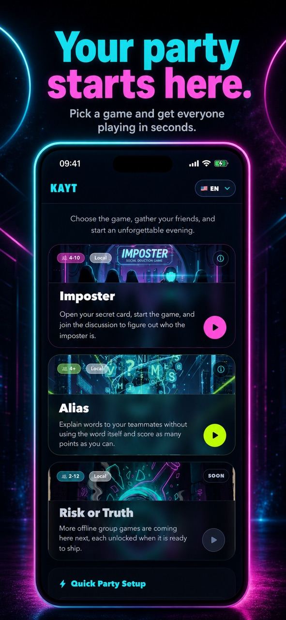 Kayt party games iPhone app screenshot